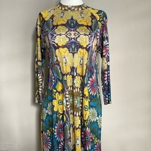 60s psychedelic high neck mini dress FREE PEOPLE